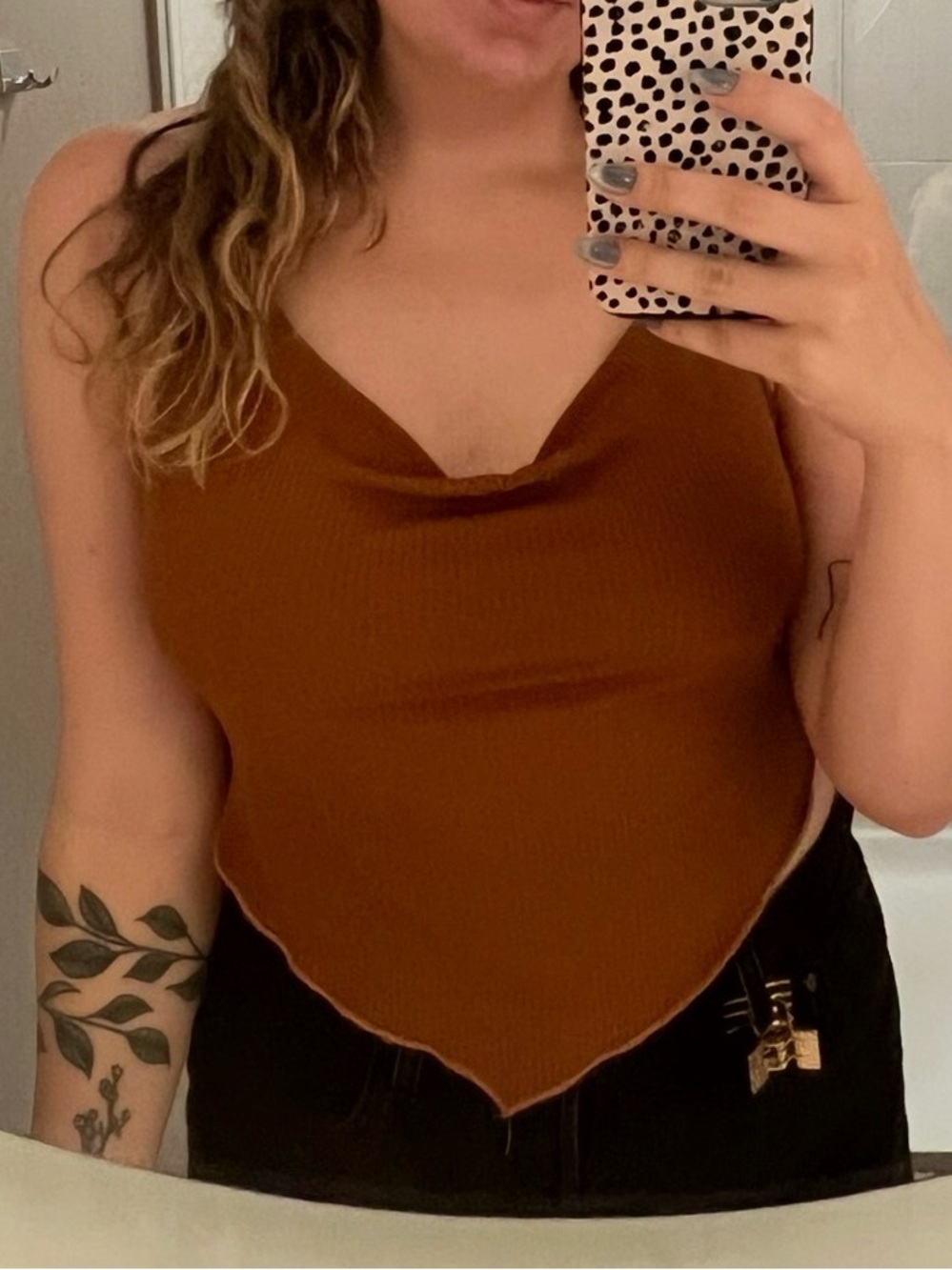 Brown Handkerchief Style Women's Tank Top